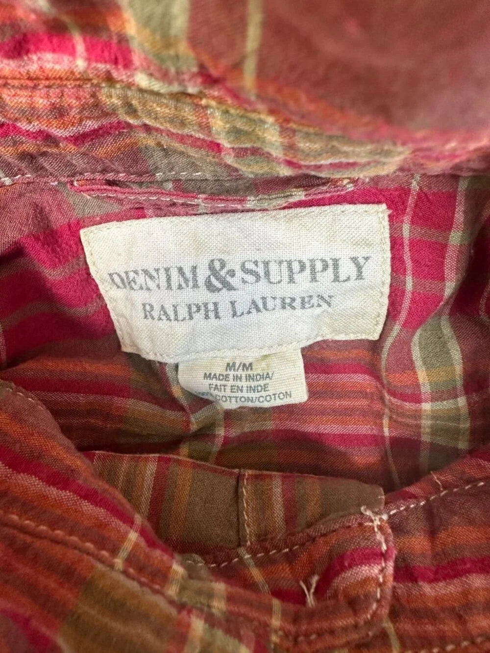Ralph Lauren Denim & Supply Men's Pearl Snap Red Plaid SS Button Front Shirt Med